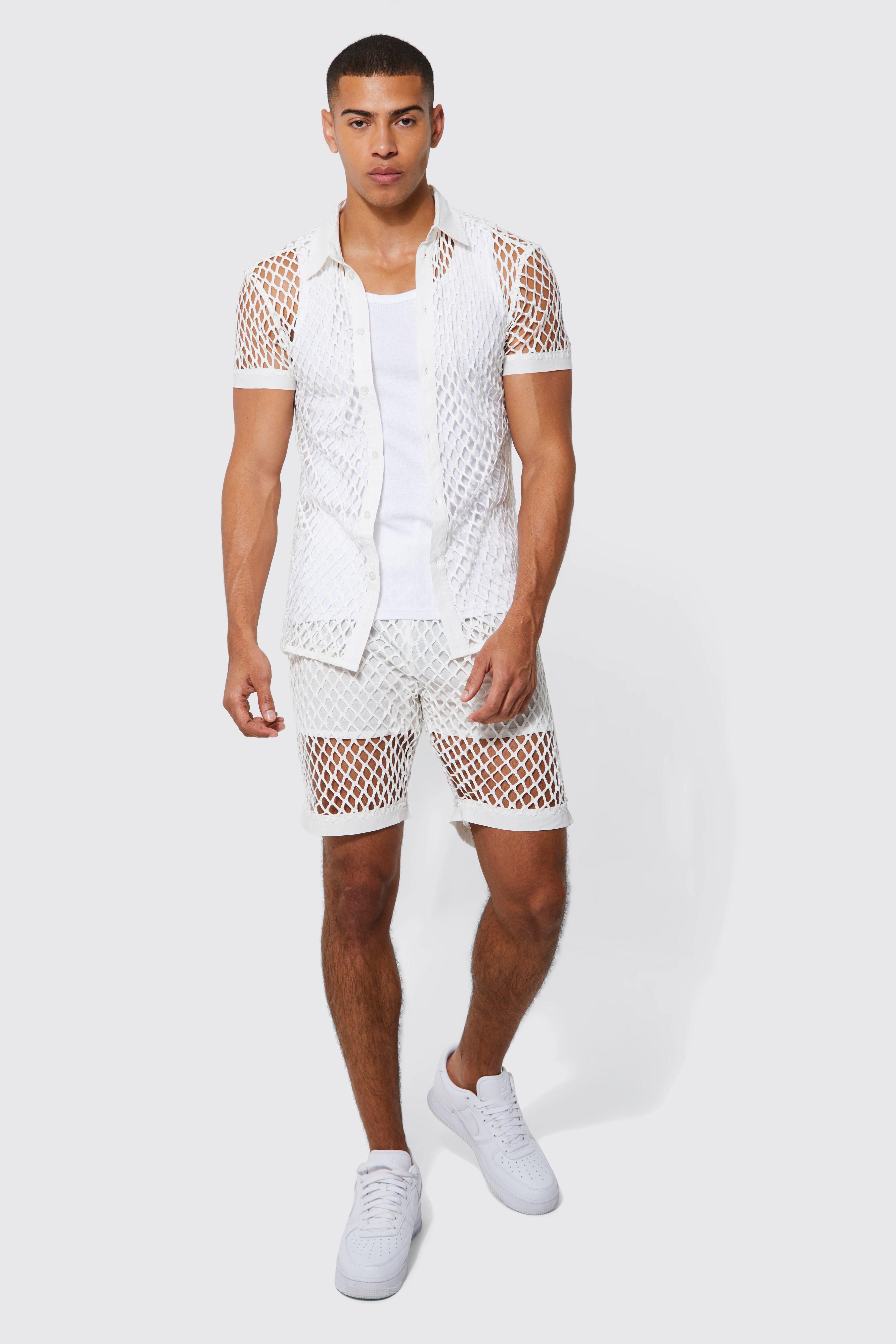 送料無料★boohoo/Zig Zag Open Weave シャツ＆ショーツ セット gzz35101_black_xl?w=537&qlt=