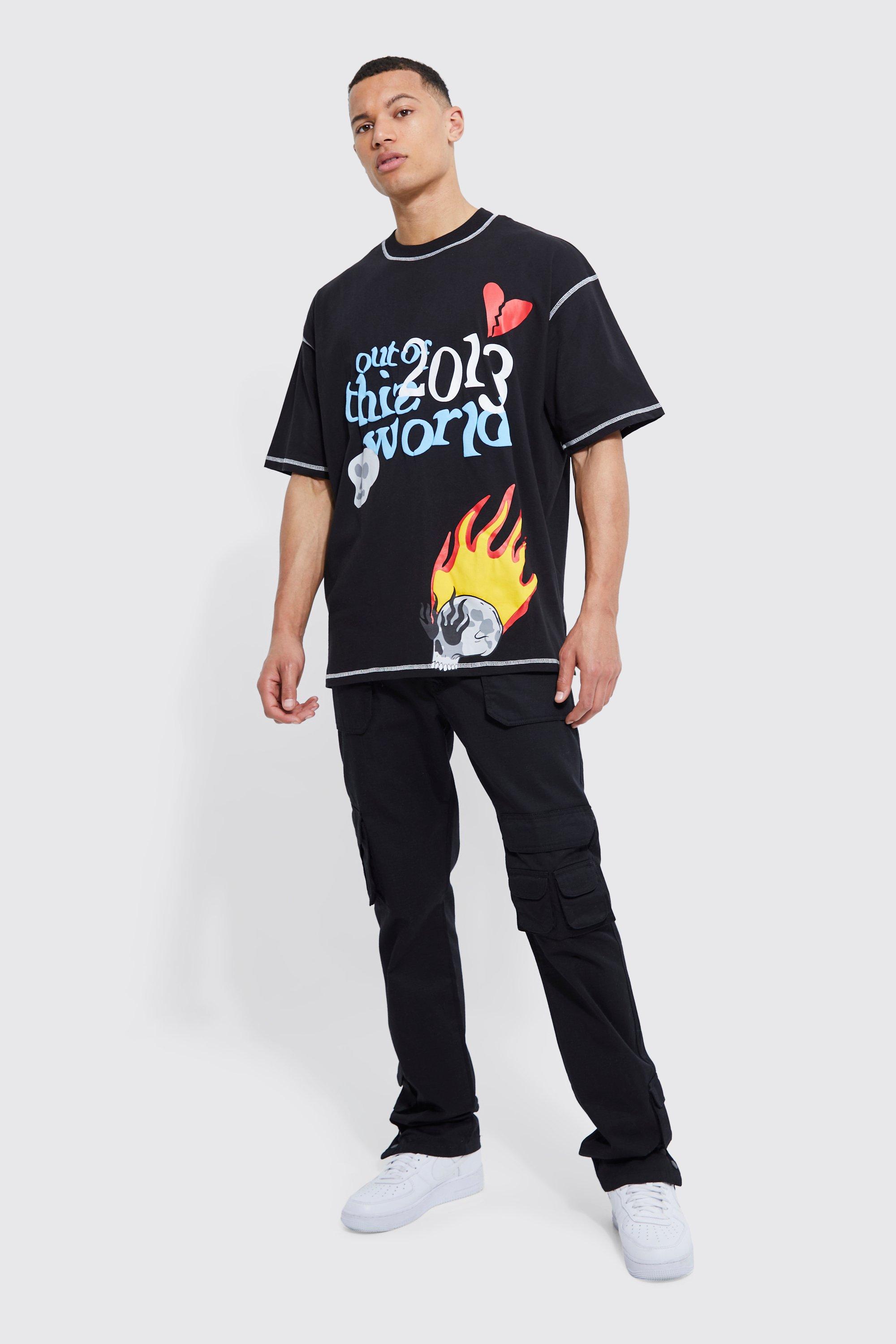 Tall Oversized Contrast Graphic T-shirt boohoo