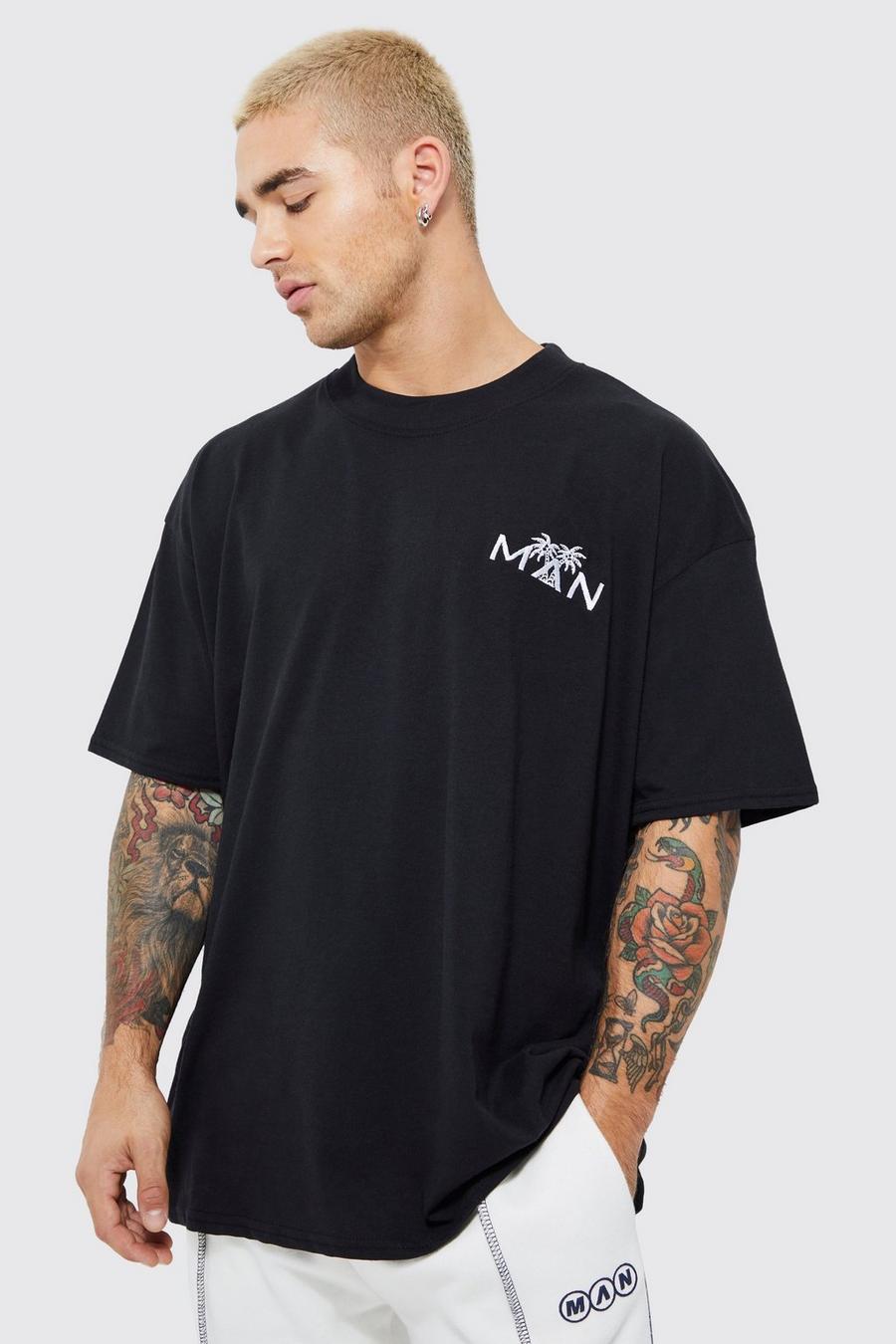 Black Man Palm Oversized Embroidered T-shirt