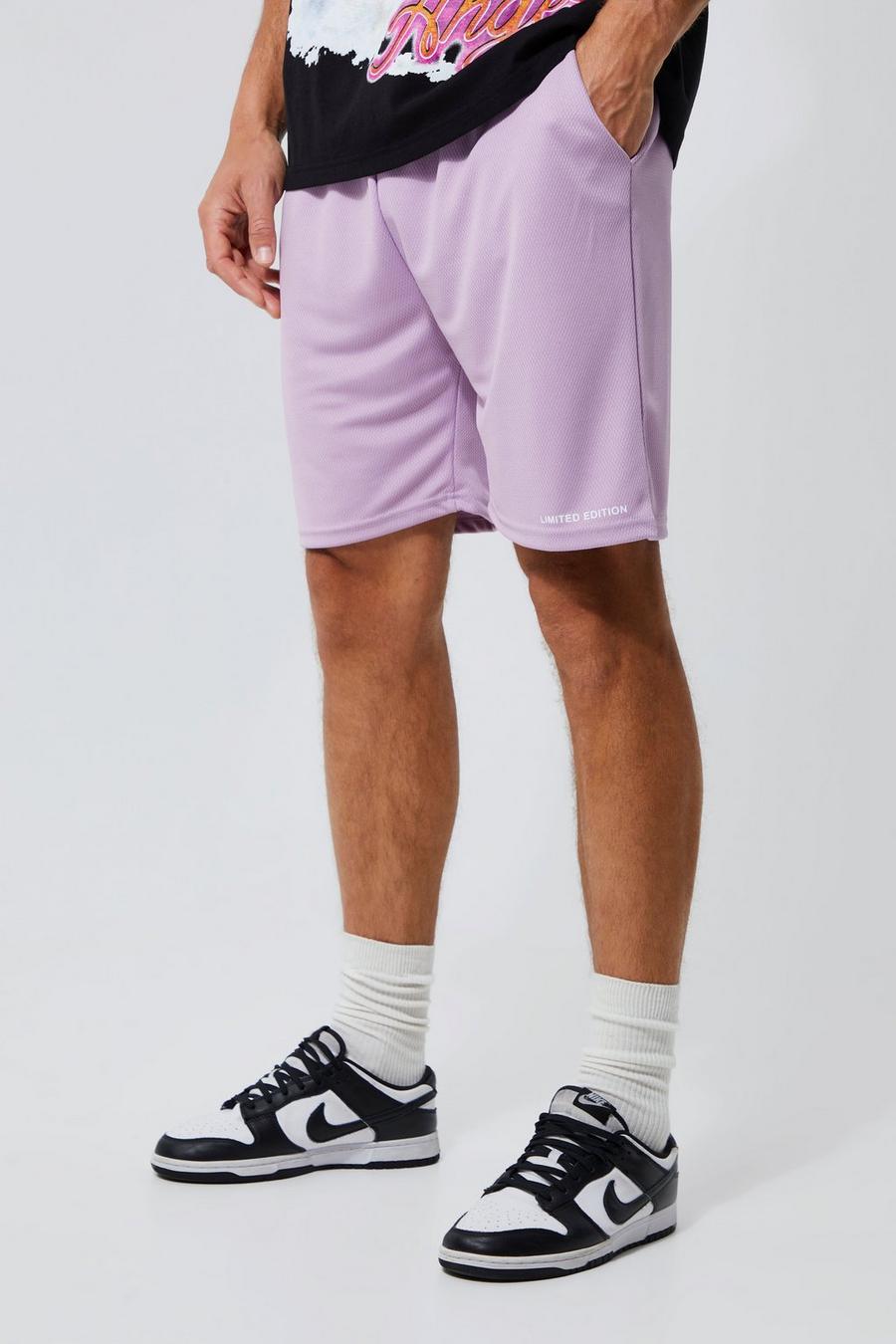 Tall lockere Limited Mesh-Shorts, Lilac violet
