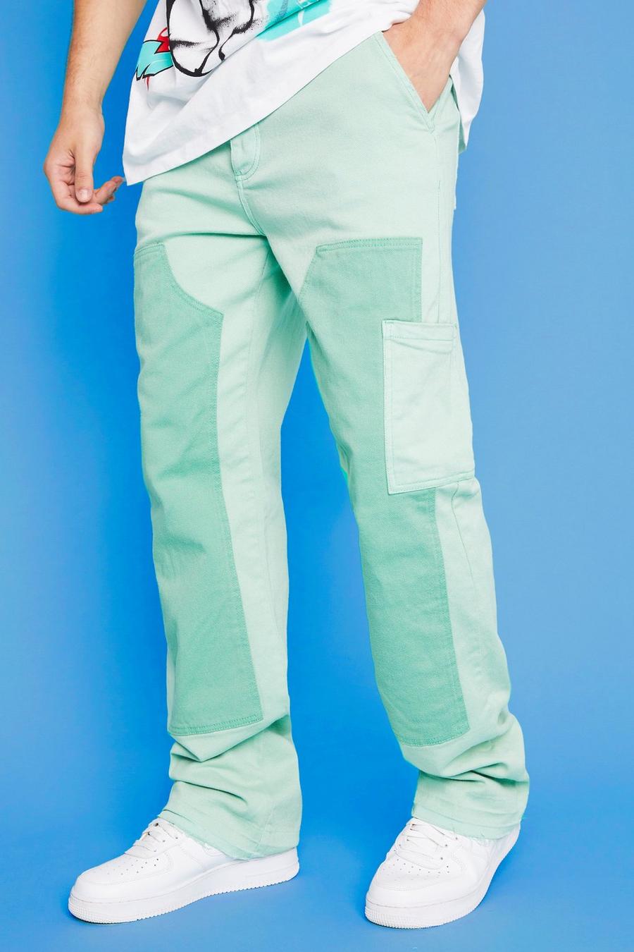 Sage green Tall Fixed Waist Washed Carpenter Trouser  image number 1
