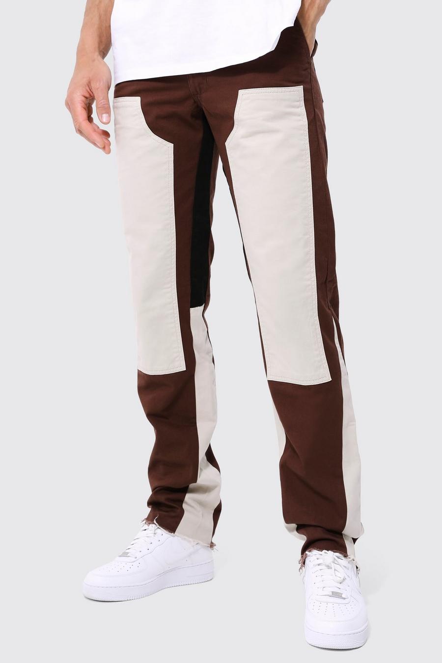 Pantaloni dritti Tall stile Carpenter con vita fissa, Chocolate marrone image number 1