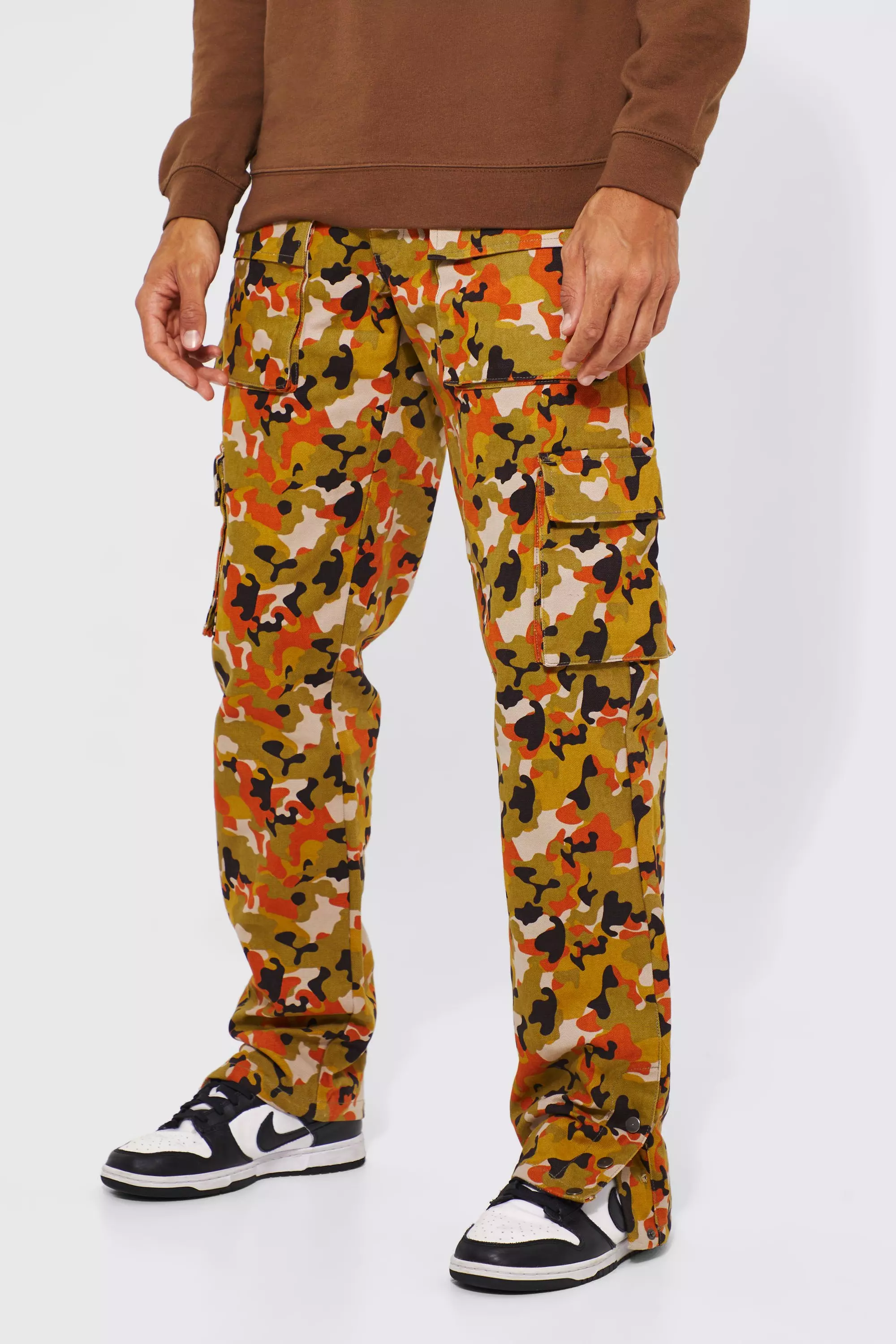 Orange camo cargo pants mens sale