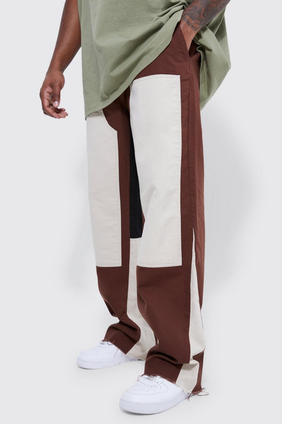 Pantaloni dritti Plus Size fissi stile Carpenter, Chocolate marrone image number 1