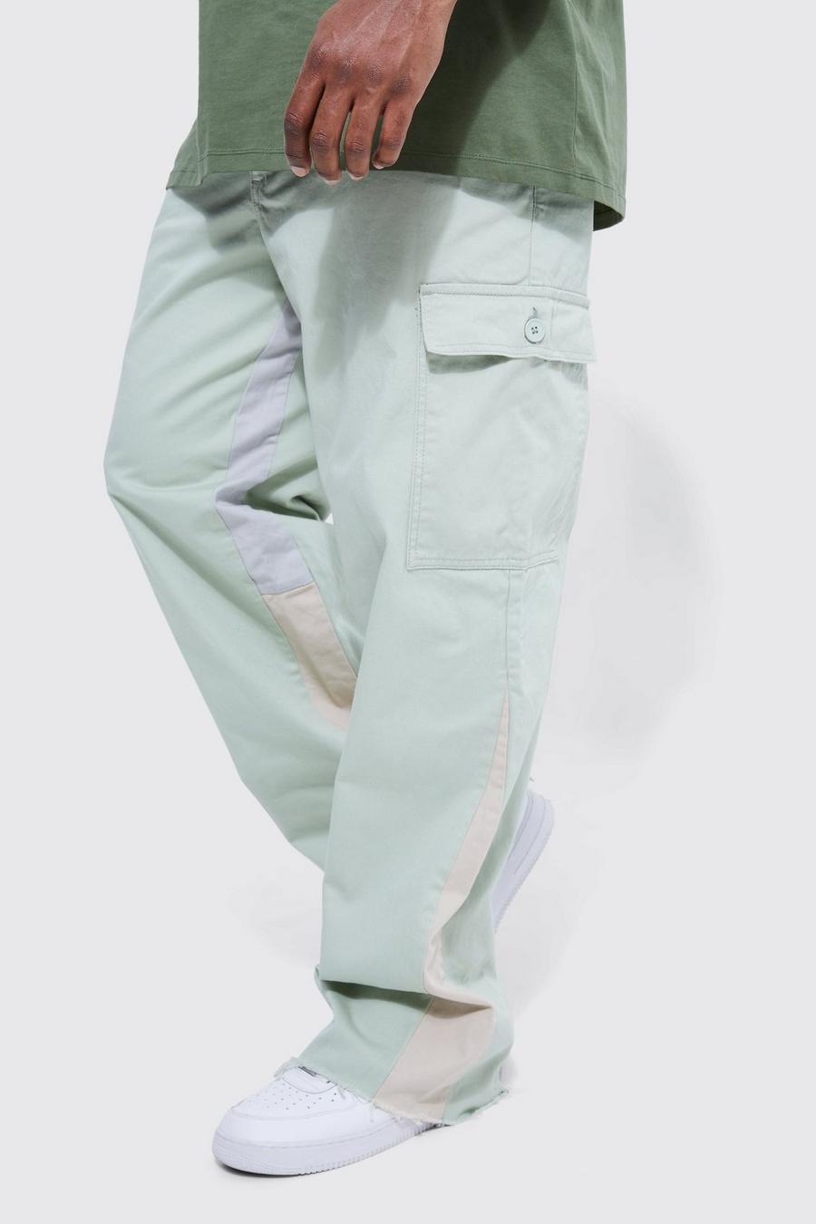 Pantaloni dritti Plus Size stile Cargo con inserti fissi, Sage gerde image number 1