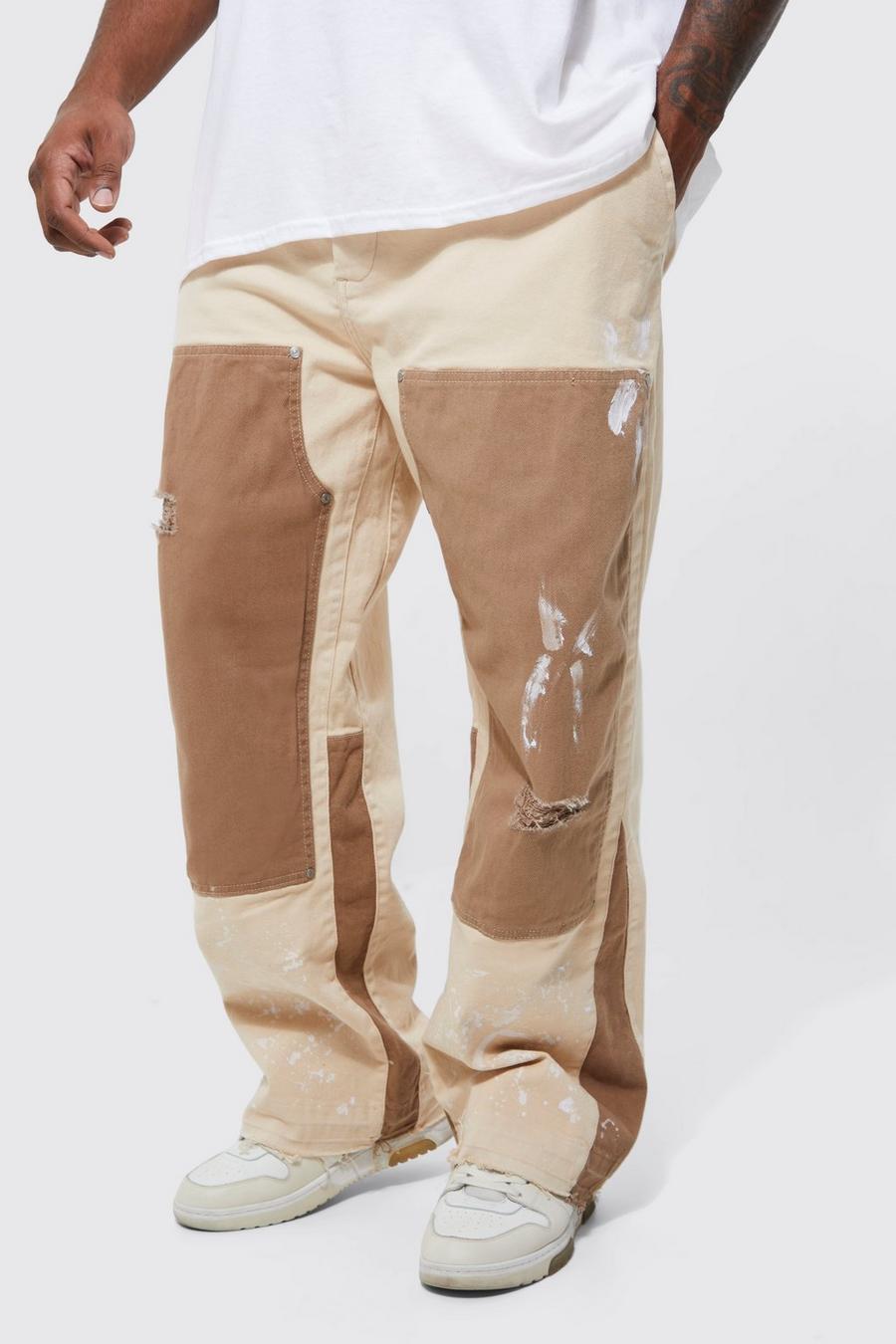 Plus Fixed Carpenter Trouser With Paint, Stone image number 1