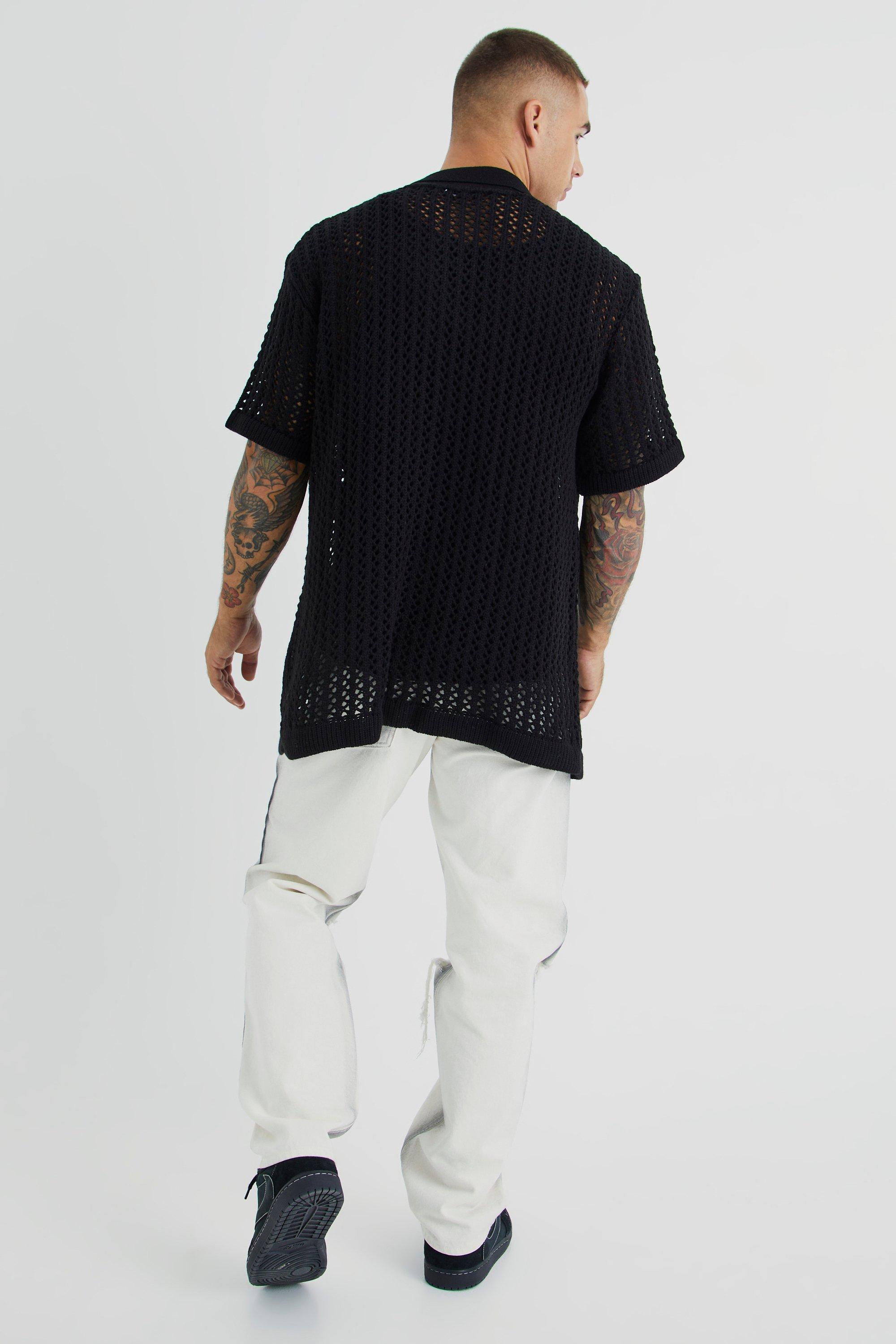 Open Stitch Short Sleeve Knitted Shirt | boohoo CA