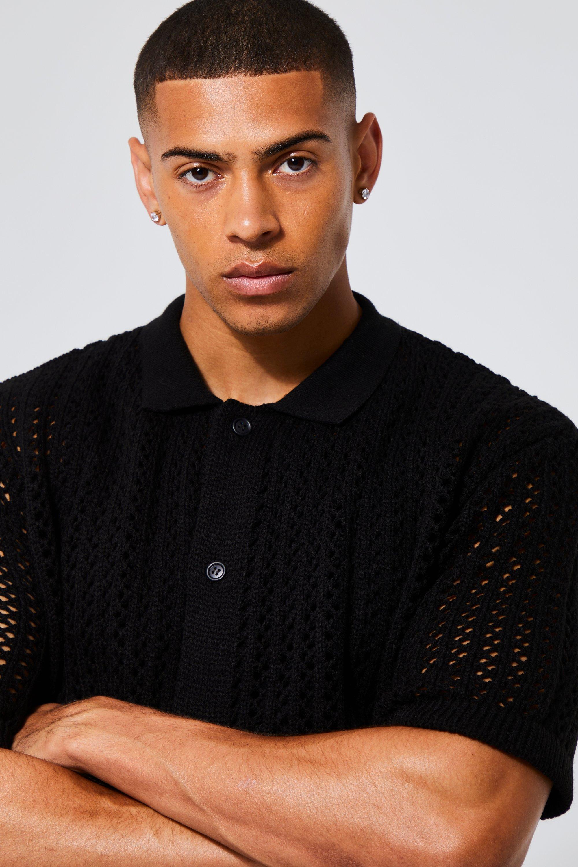 Open Stitch Short Sleeve Knitted Shirt | boohoo CA