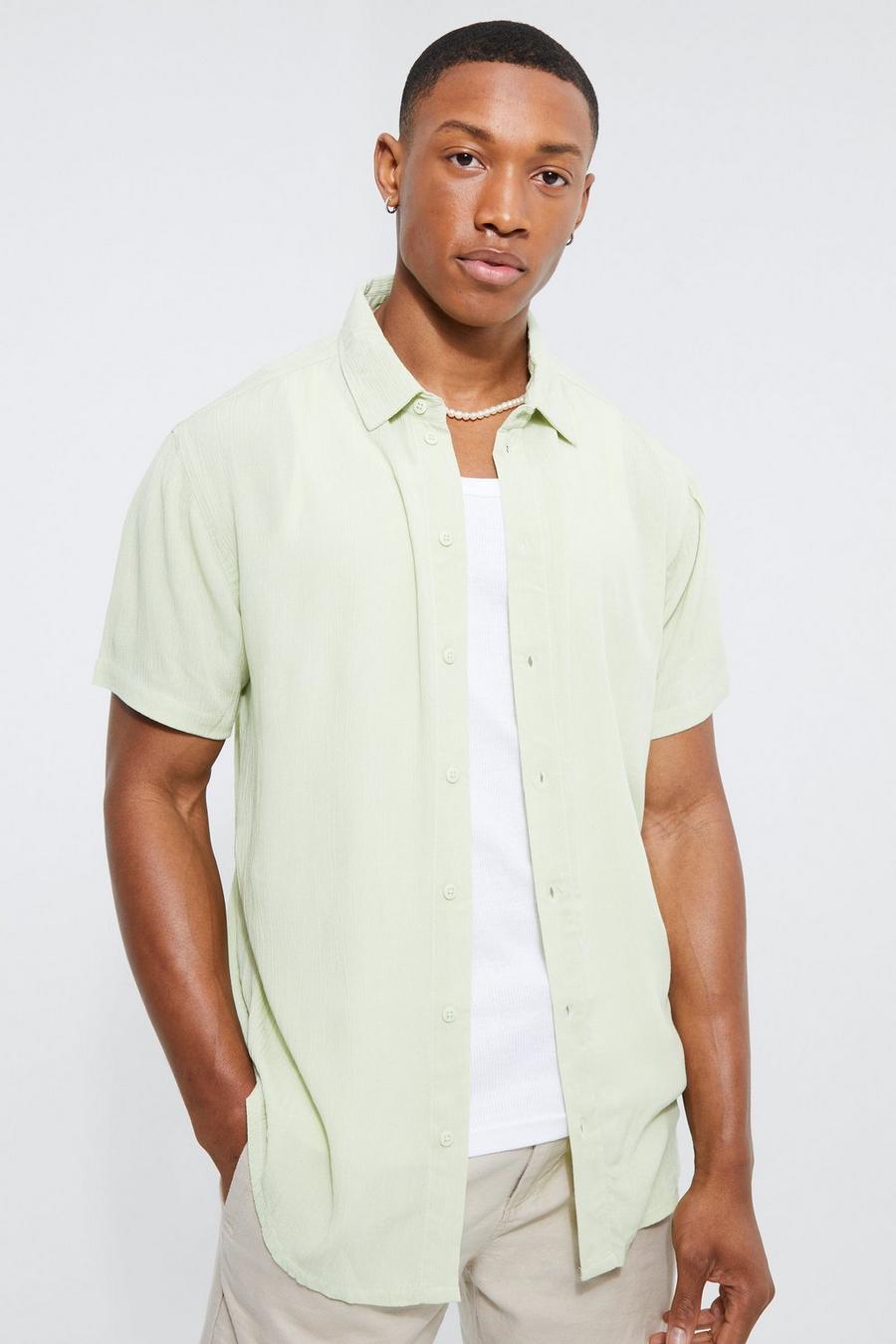 Chemise texturée à manches courtes, Mint vert