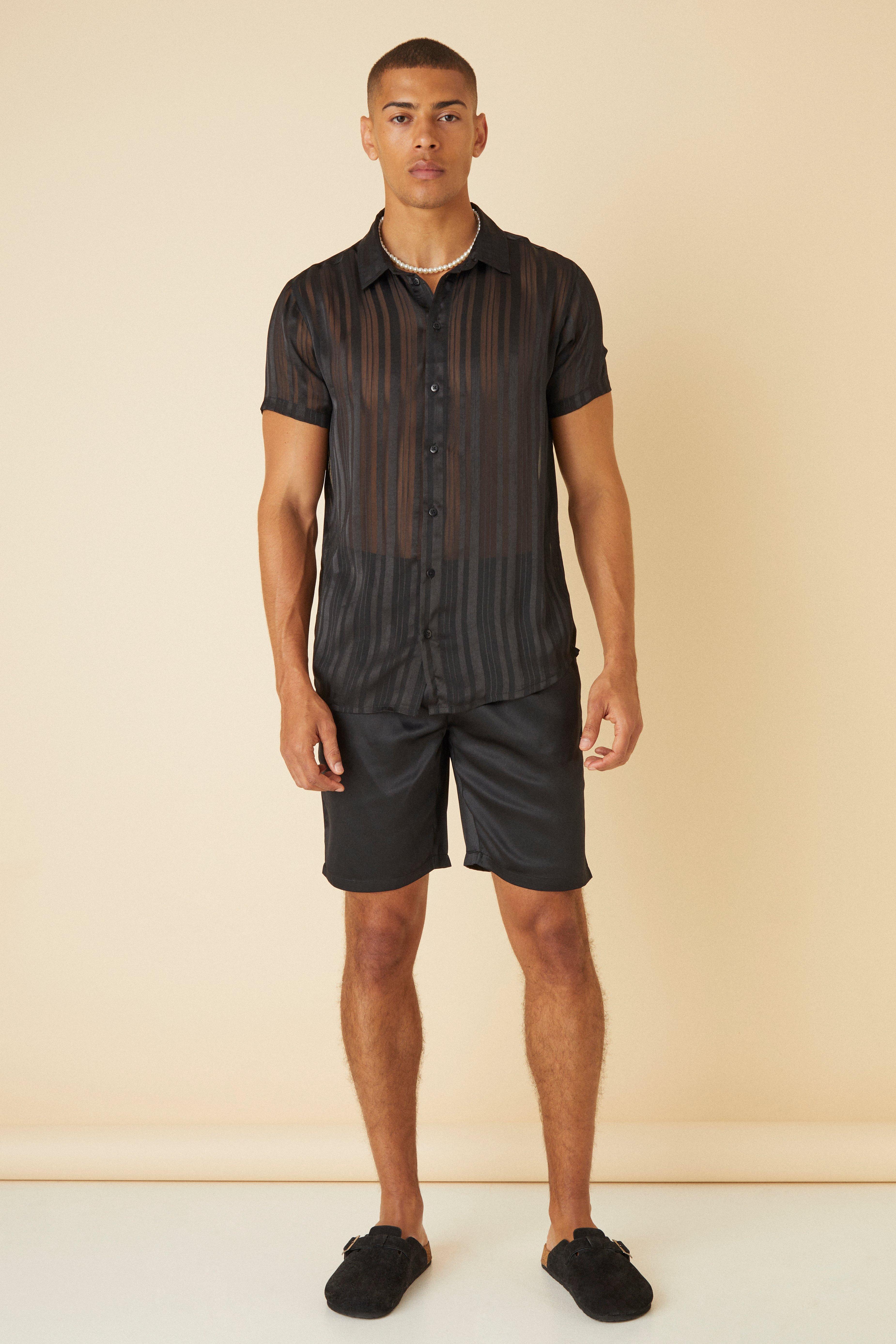 Regular Fit Sheer Shirt - Black - Men