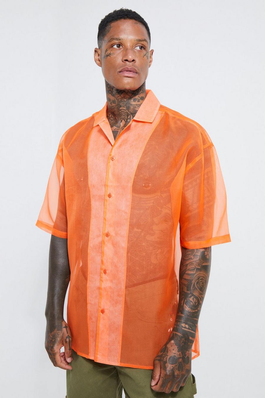 Orange Short Sleeve Oversized Boxy Shirt image number 1