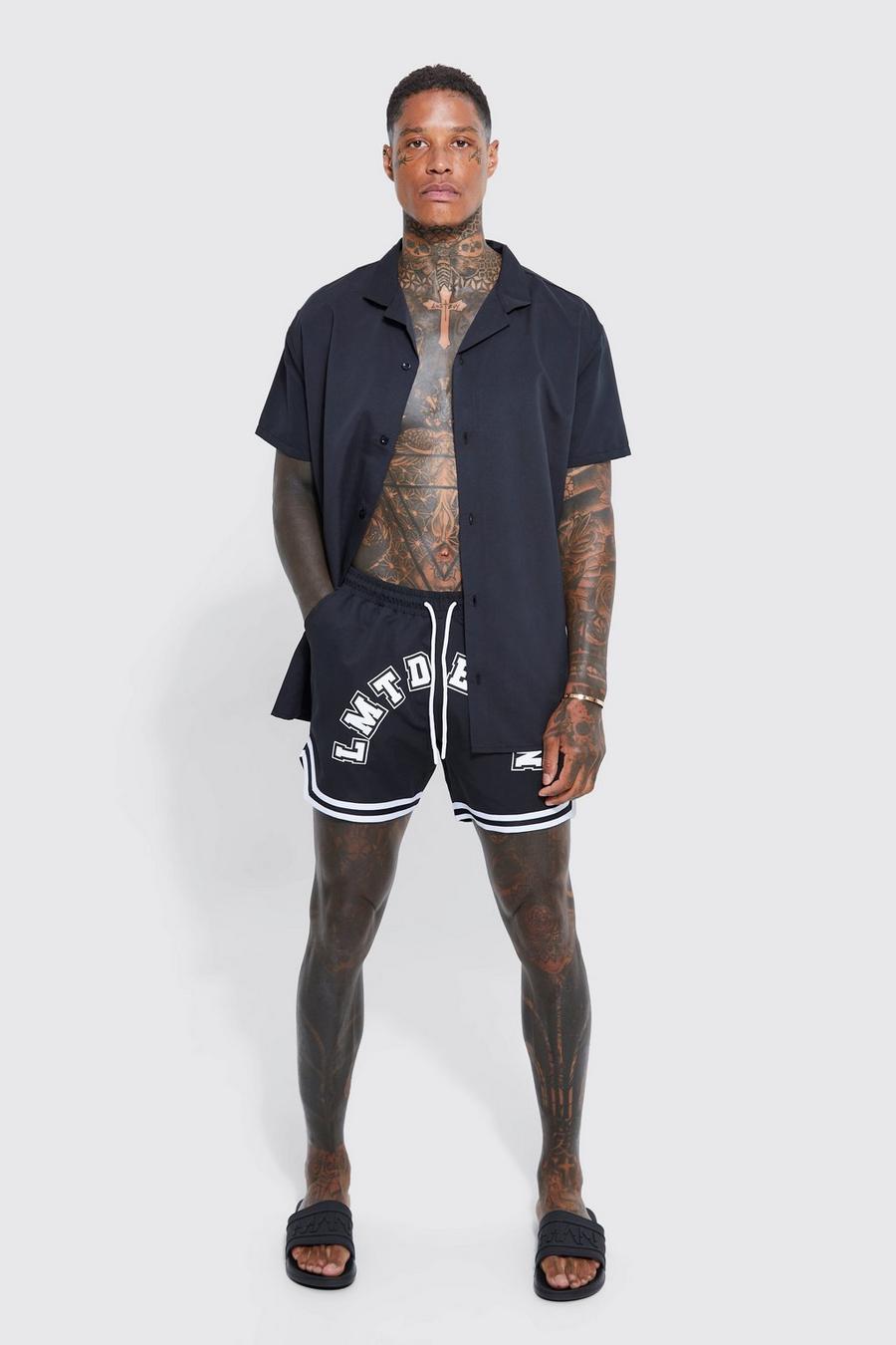 Black Short Sleeve Lmtd Shirt And Swim Set