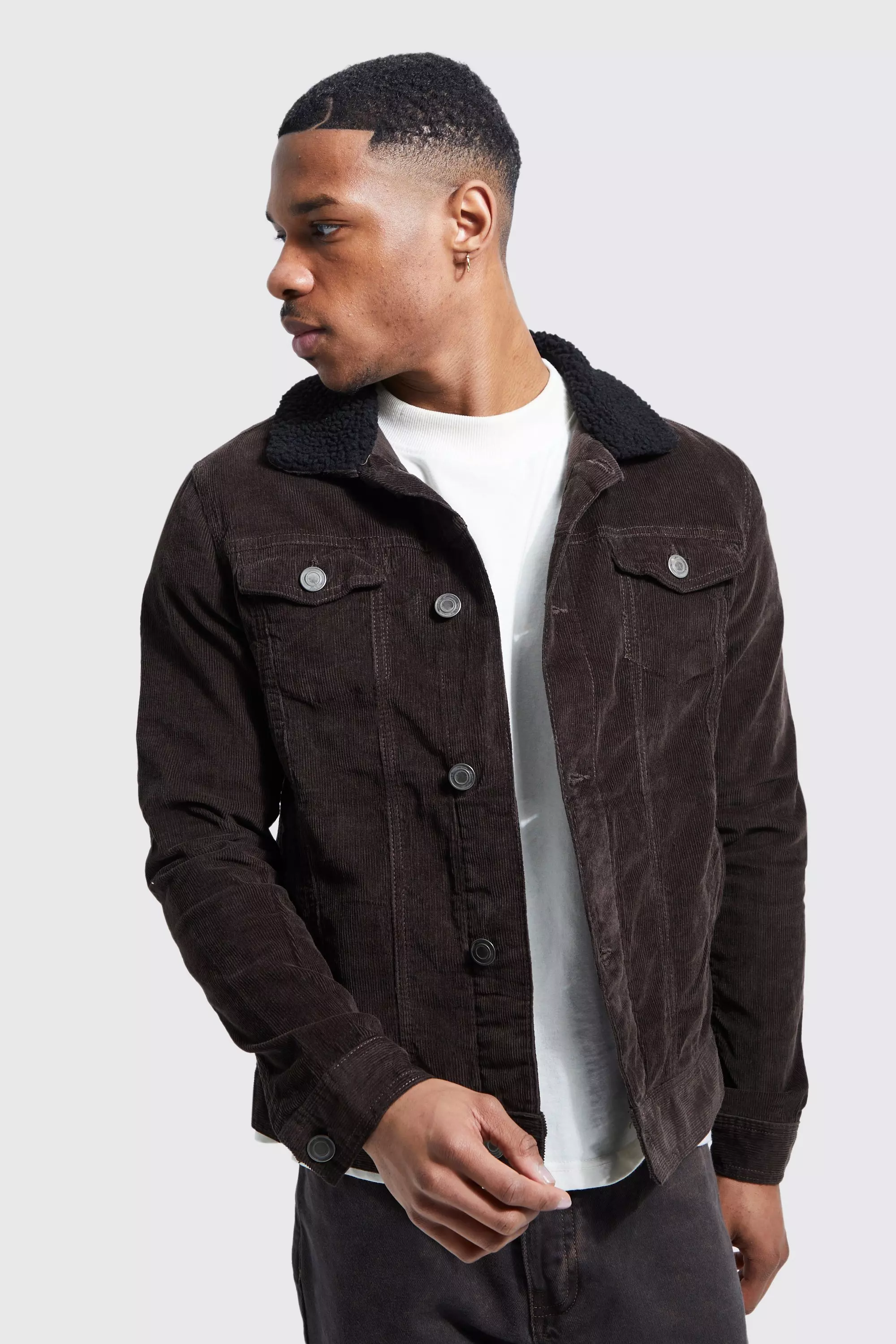 Brave soul denim outlet jacket with borg collar