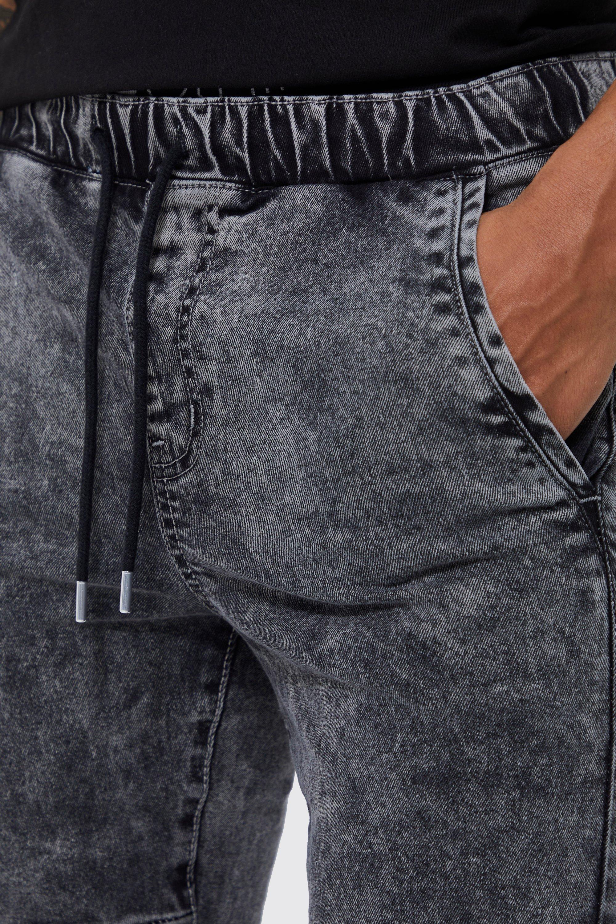 Skinny Stretch Panelled Denim Joggers