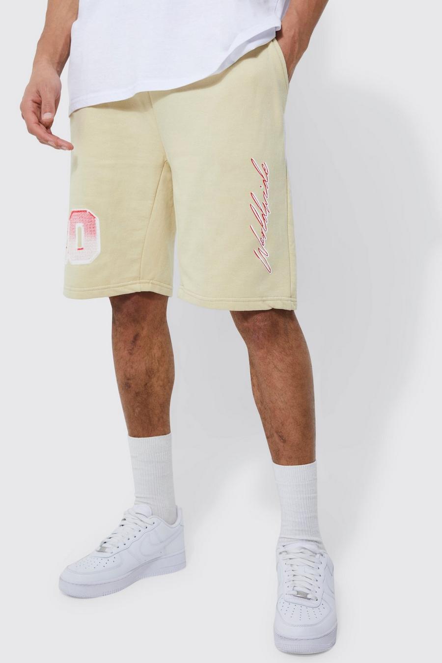 Tall Shorts mit Worldwide-Print, Sand beige