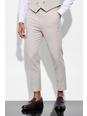 Sand Tapered Check Suit Trousers
