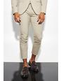 Beige Skinny Crop Micro Check Suit Trousers