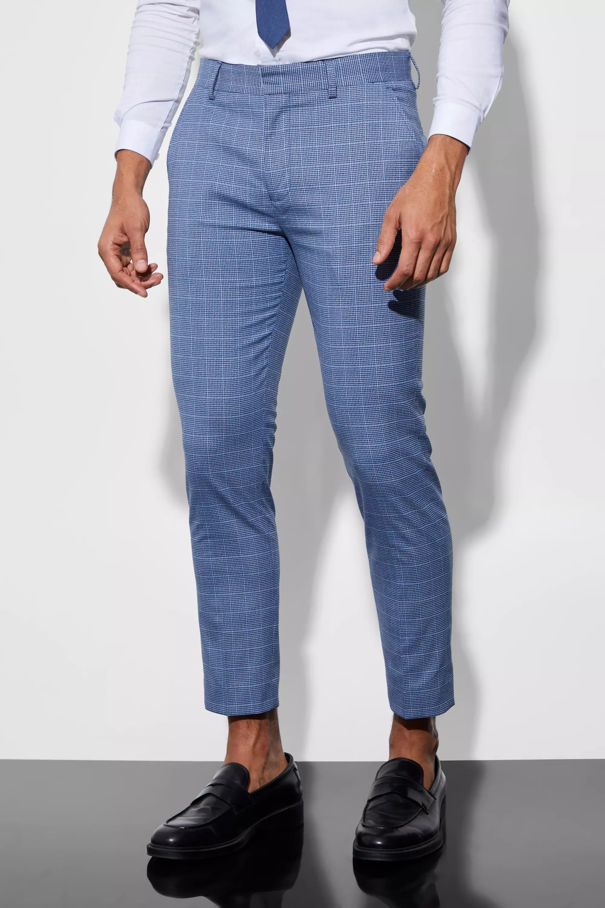 Check slim cropped trousers mens outlet