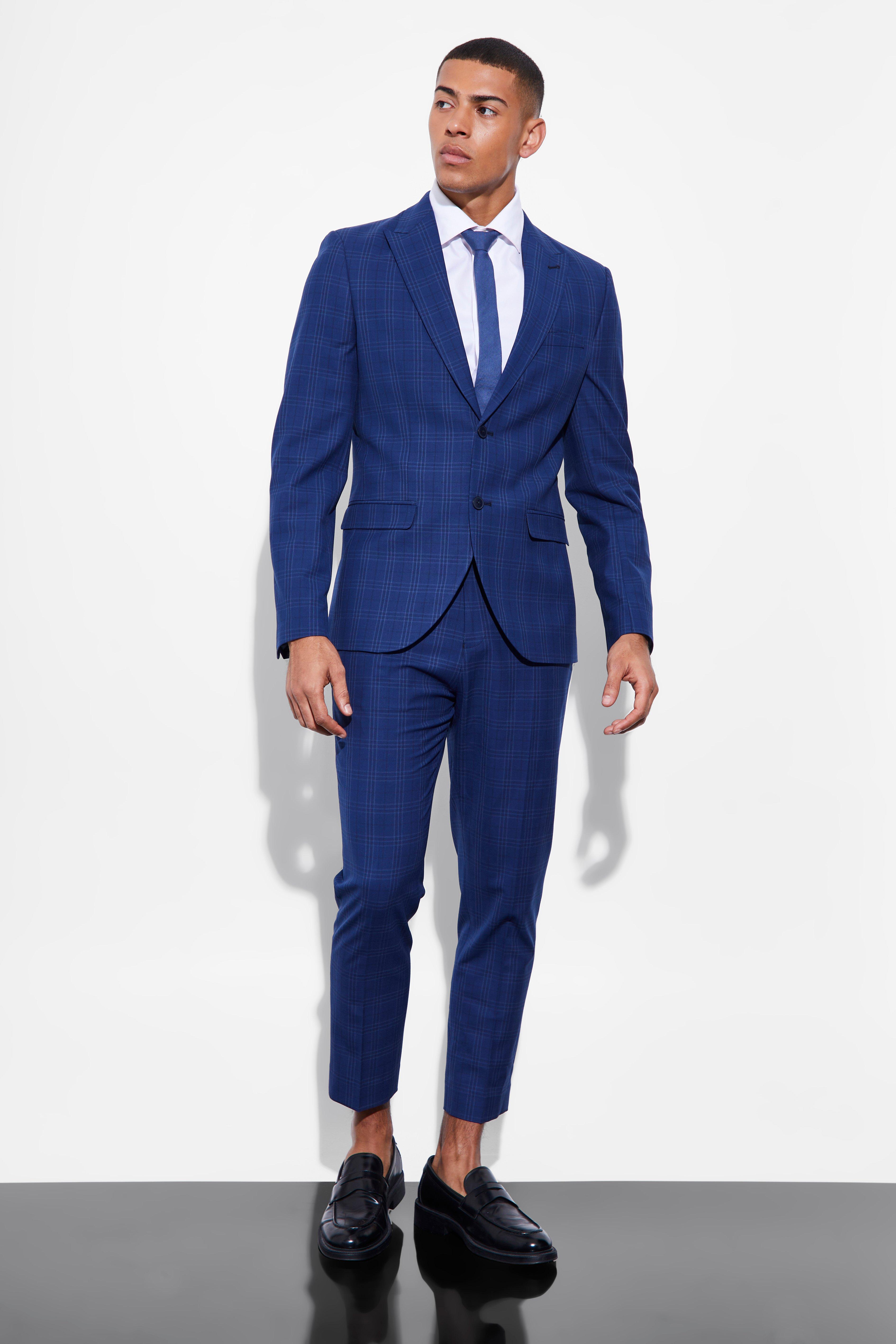 boohooMAN Wedding Slim Fit Suit In Navy