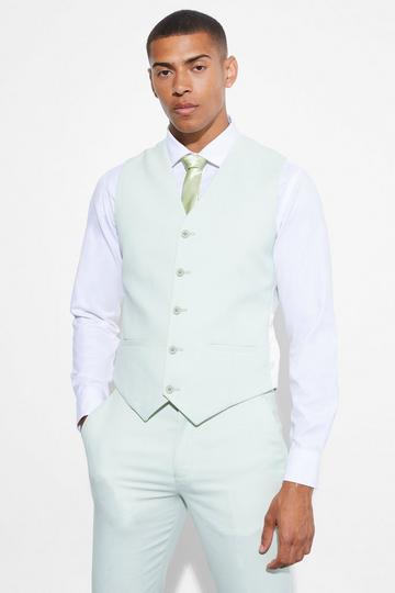 Micro Slim Fit Gilet Met Textuur light green