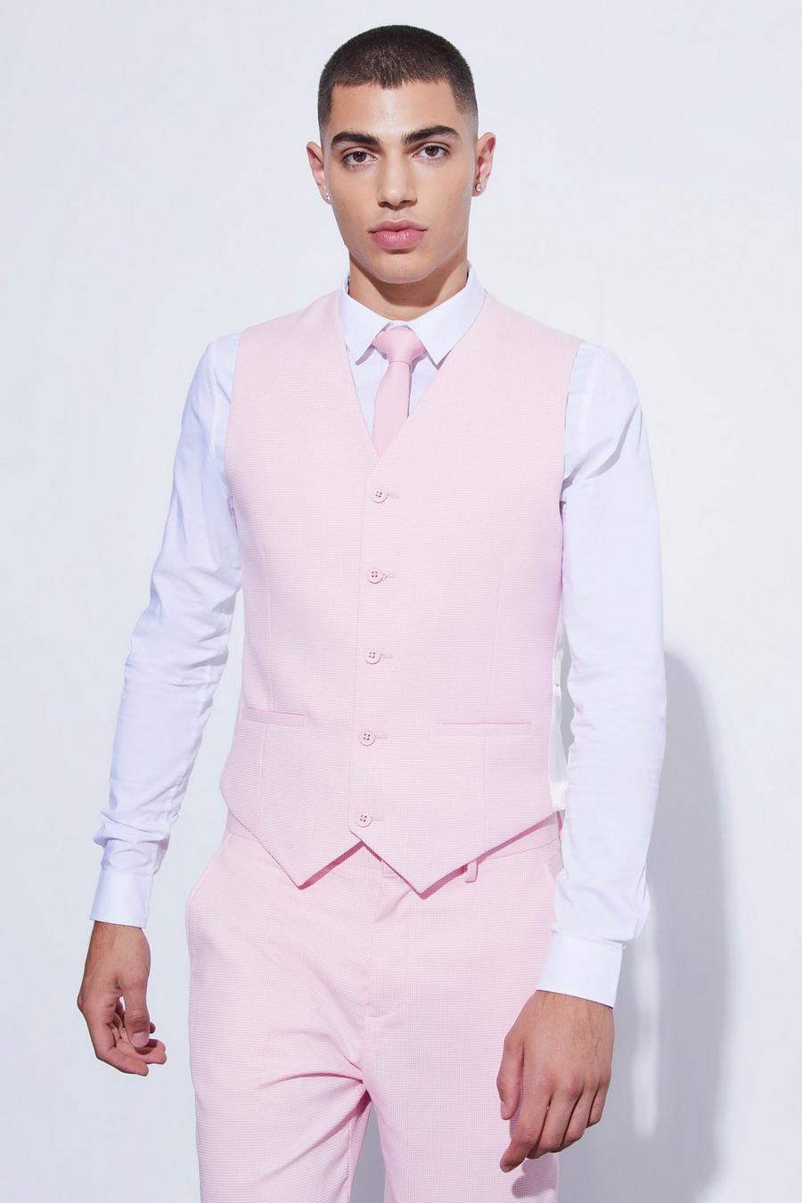Light pink rosa Skinny Micro Texture Waistcoat