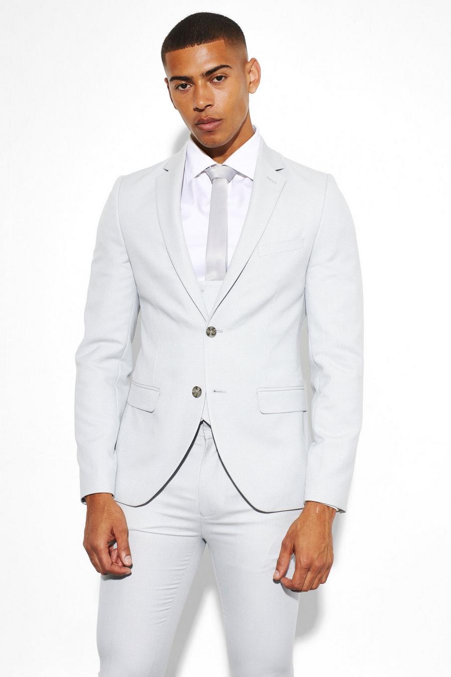 Light grey grå Super Skinny Micro Texture Suit Jacket