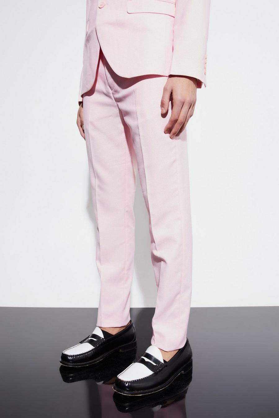 Light pink Kostymbyxor i skinny fit med struktur image number 1