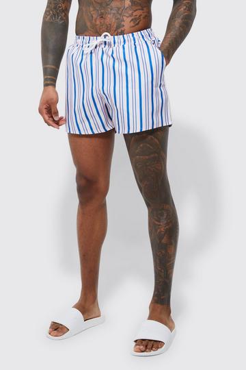 Short Length Striped Swim Shorts light pink