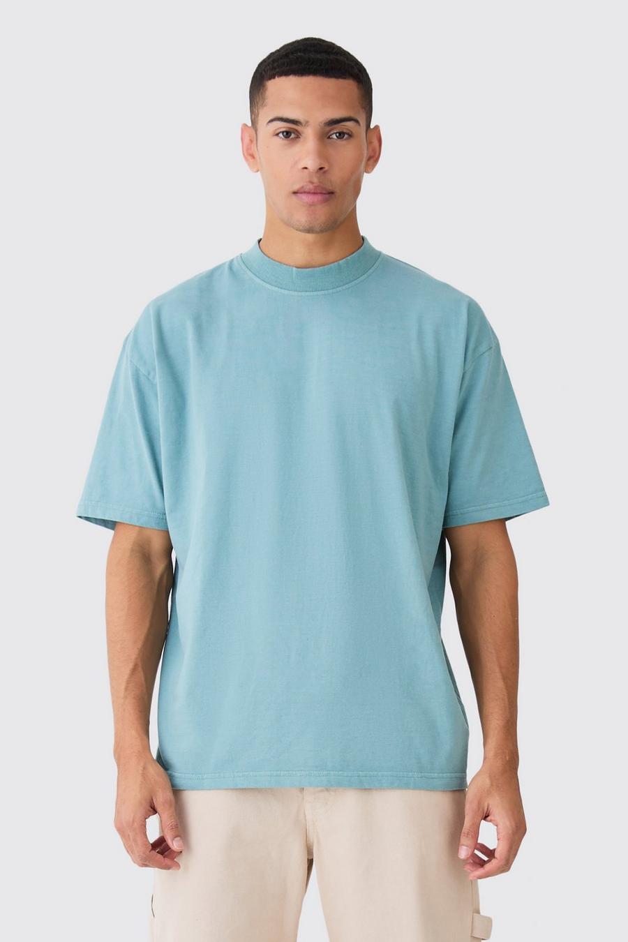 Camiseta oversize gruesa desteñida, Green image number 1