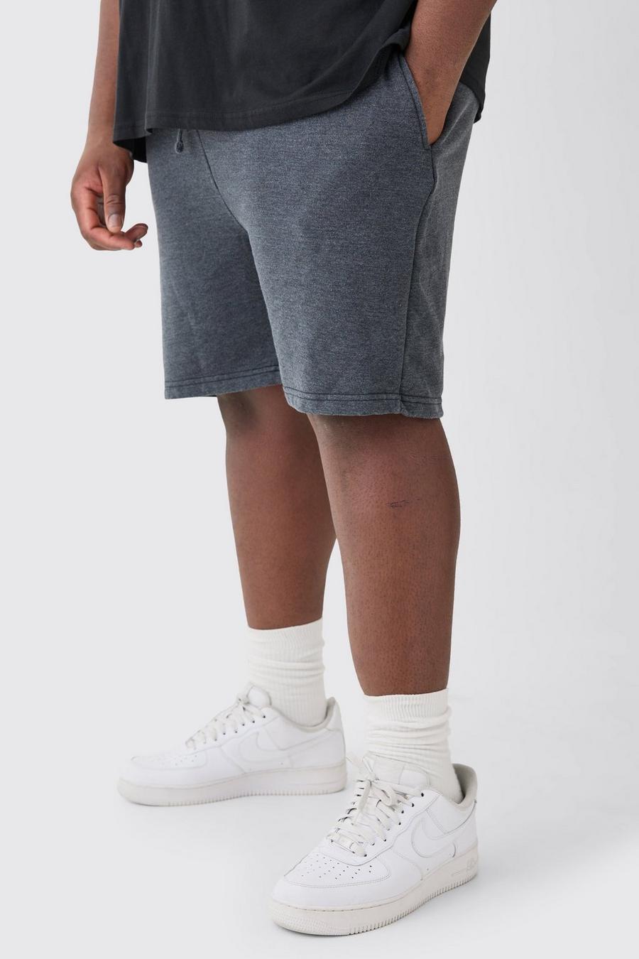 Pantaloncini pesanti Plus Size comodi con rovescio a ricci, Charcoal image number 1