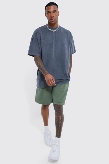 Oversized Heavyweight Wash Loopback Short Set charcoal