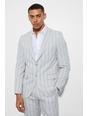 Light grey Slim Single Breasted Striped Suit Jacket