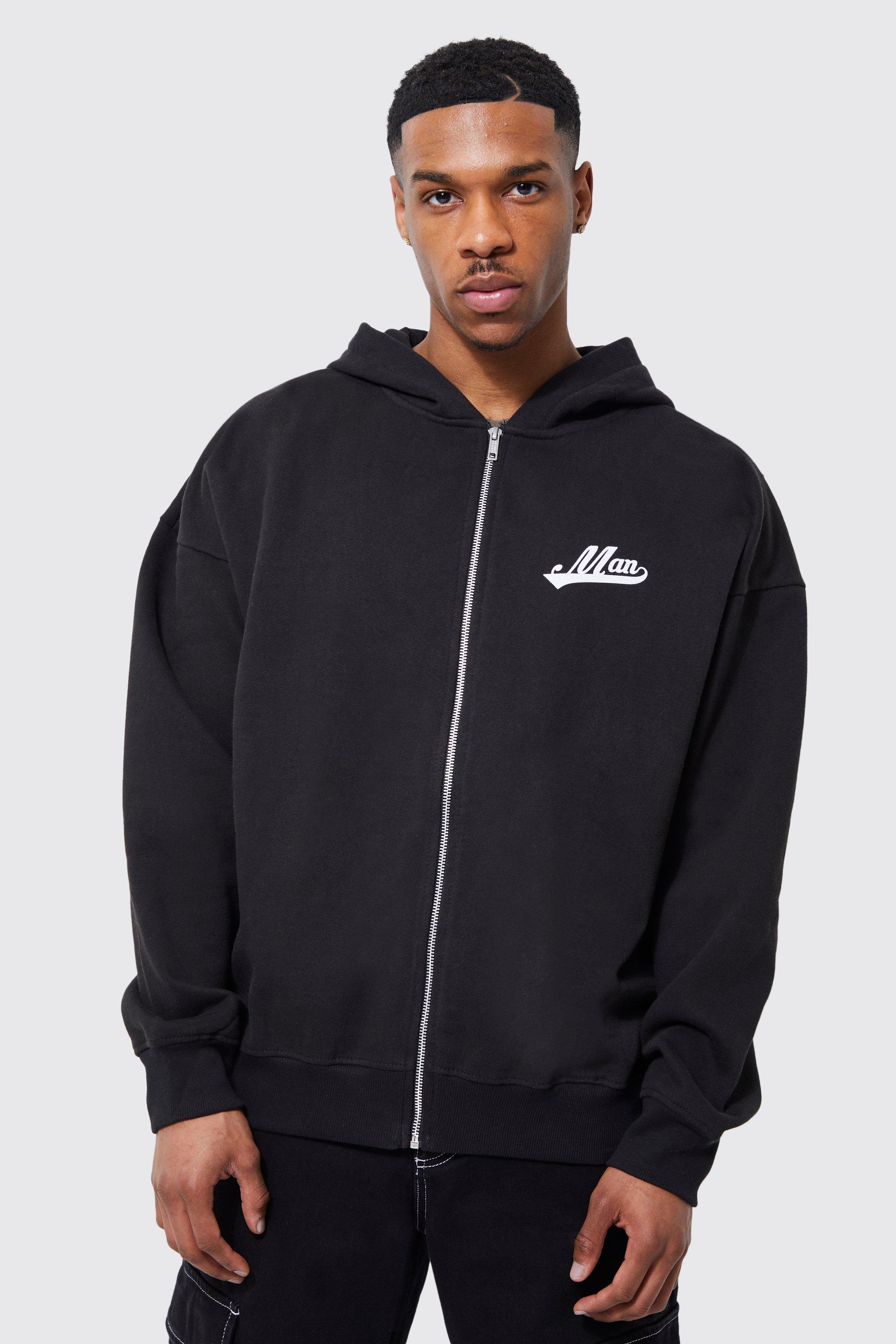 Man Oversized Zip Heavyweight Thru Hoodie | Boohoo UK