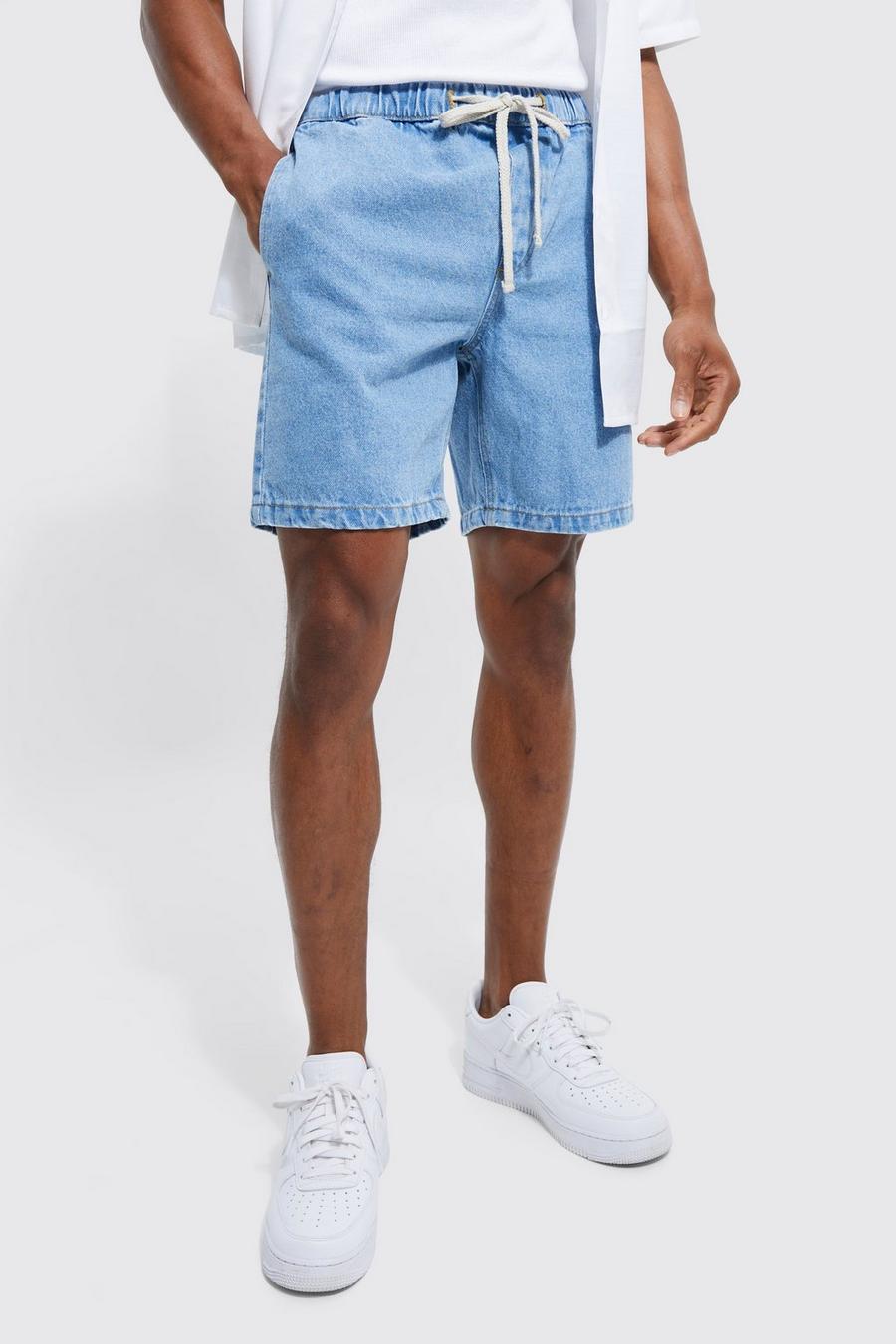 Light blue Relaxed Denim Shorts With Elasticated Waist image number 1
