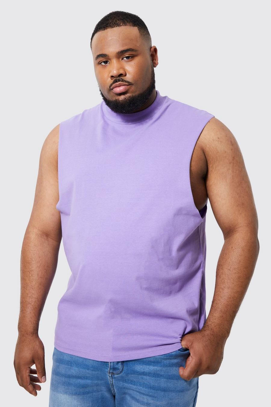 Lilac Plus Heavyweight Extended Neck Drop Armhole Tank  image number 1