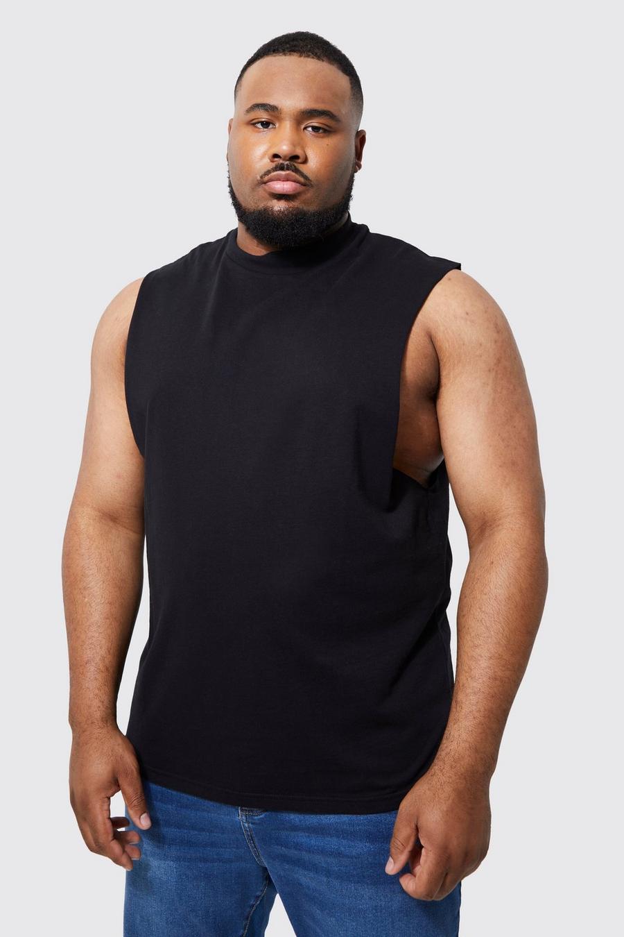 Black Plus Heavyweight Extended Neck Drop Armhole Tank image number 1