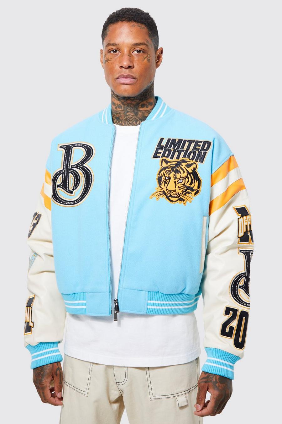 Blue Boxy Limited Edition Tiger Varsity Jacket