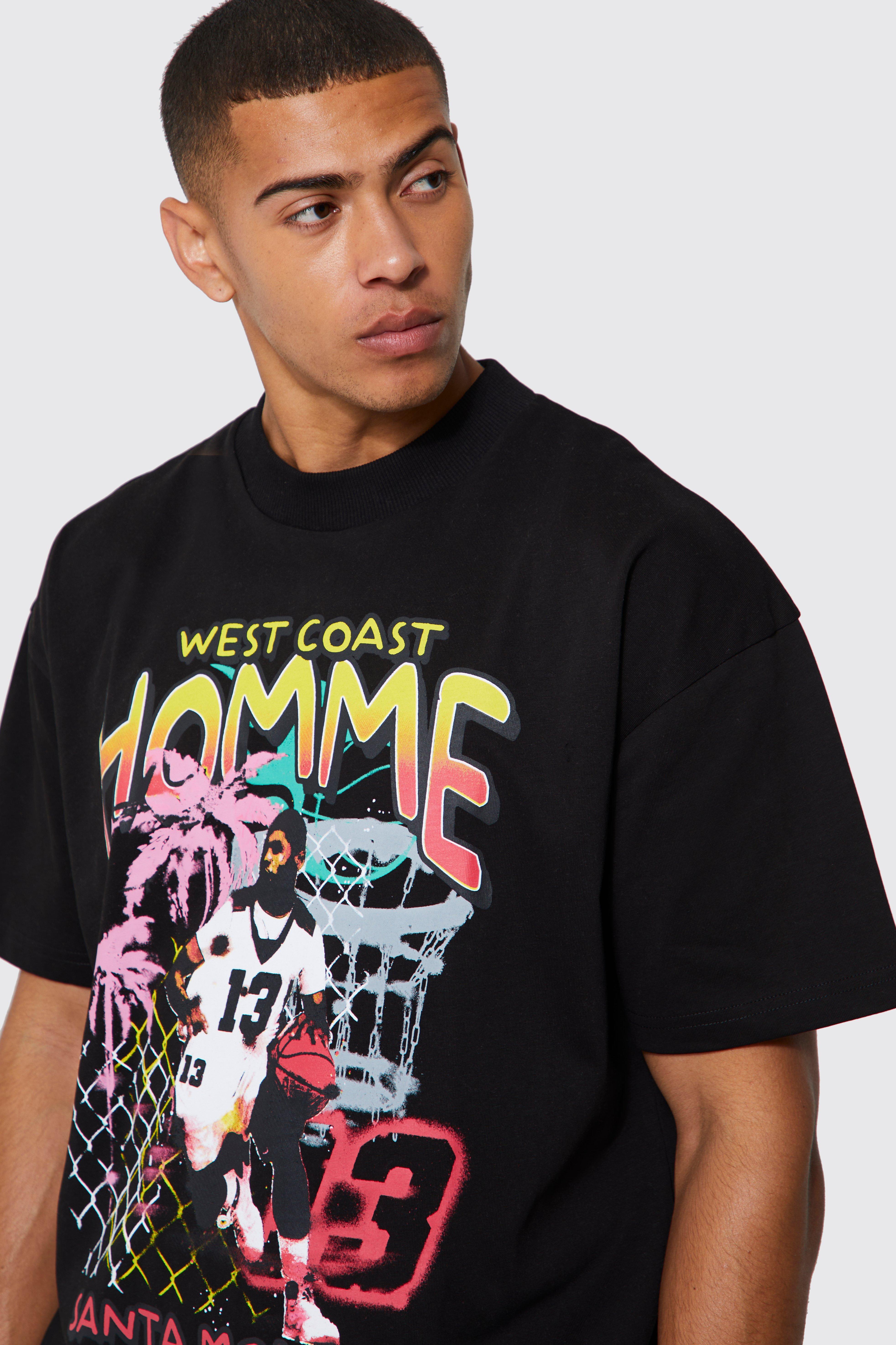 Oversized Homme Basketball Graphic T shirt