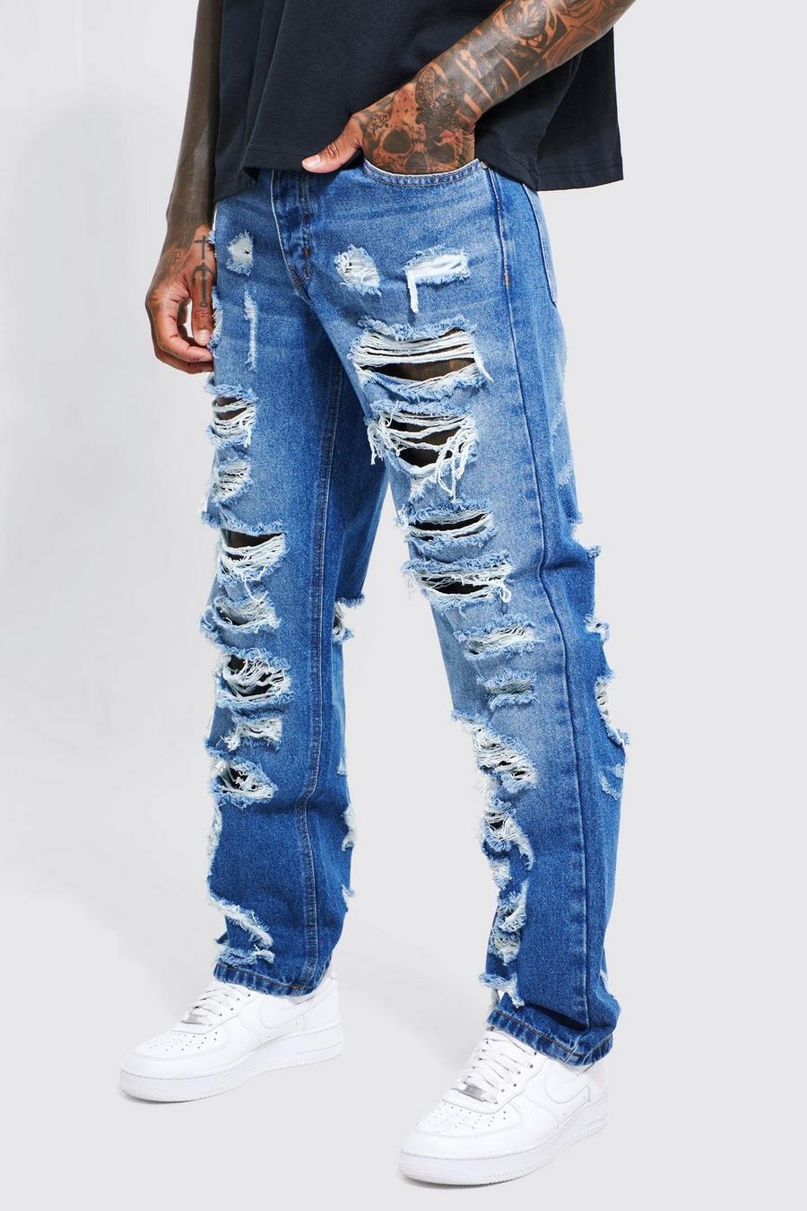 Light blue Relaxed Rigid Extreme Rip Jeans image number 1