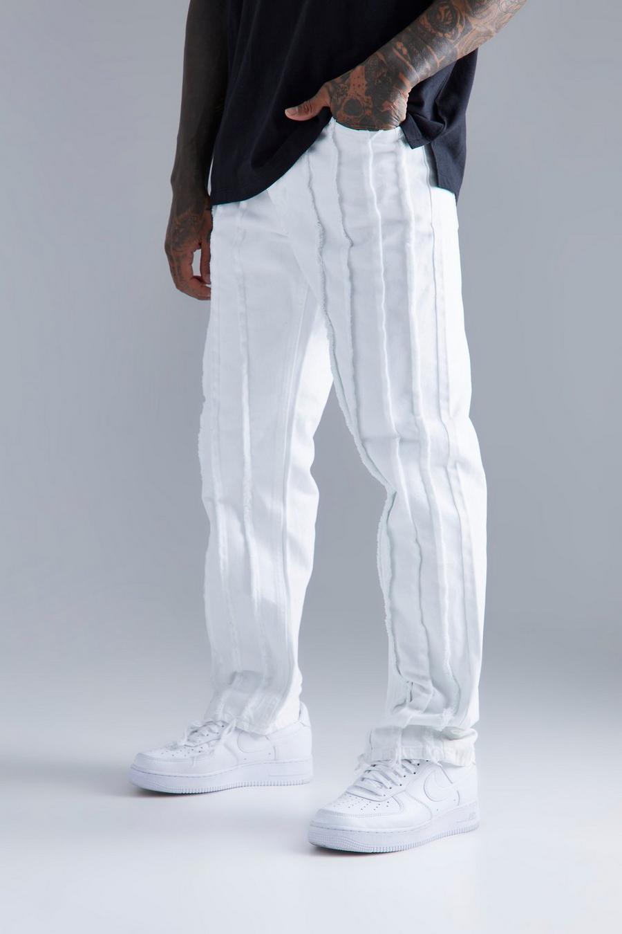 White Relaxed Rigid Frayered Jeans