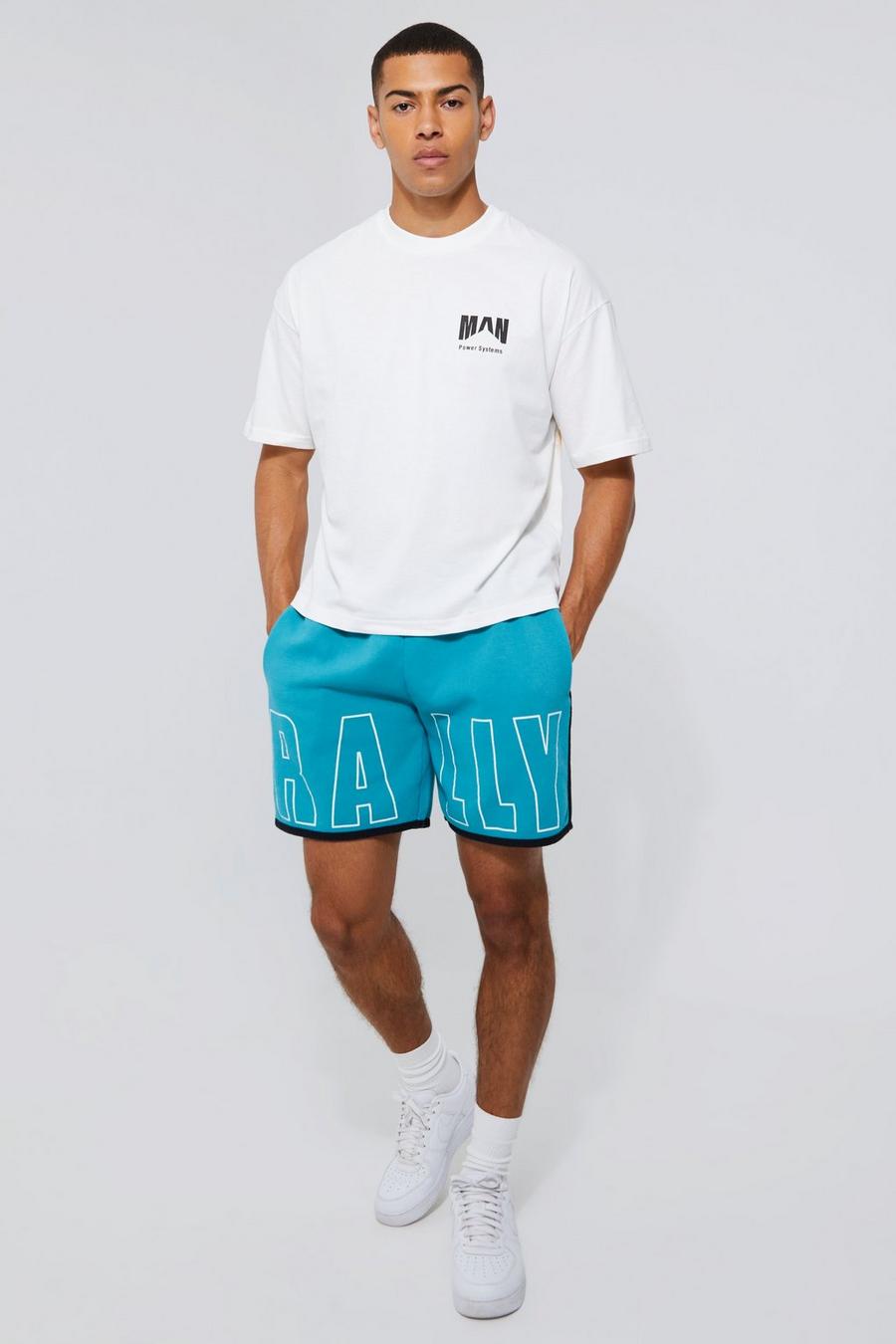 White Oversized Boxy Rally Graphic T-shirt And Short Set  image number 1
