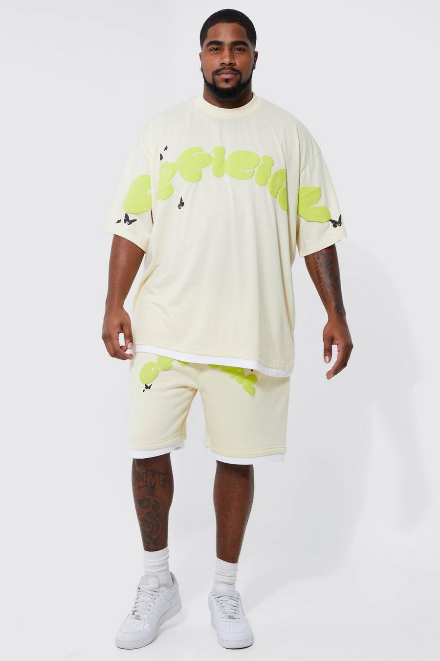 Lime Plus Oversized Official Faux Layer T-shirt And Short Set   image number 1