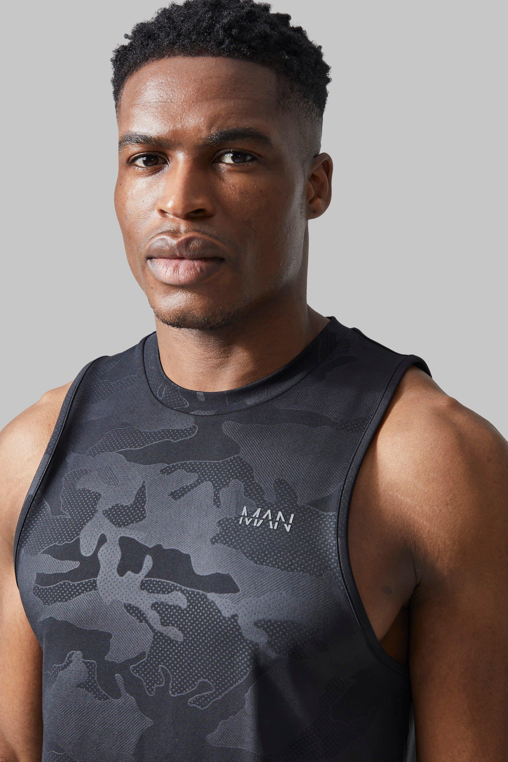 Man Active Camo Racer Performance Tank