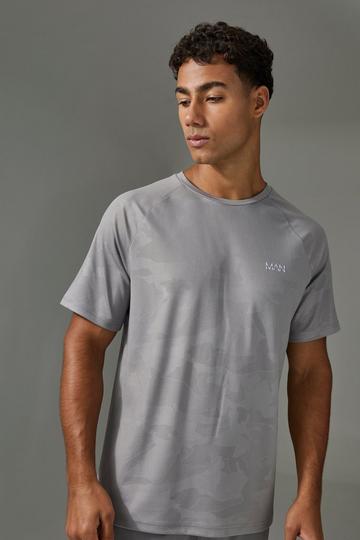 Man Active Camo Raglan Performance T-shirt charcoal