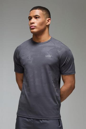 Man Active Camo Raglan Performance T-shirt dark grey