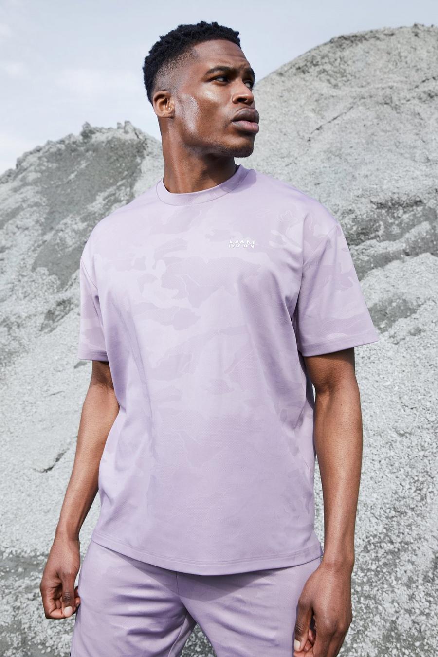 Washed purple Man Active Camo Oversized Performance T-shirt   image number 1