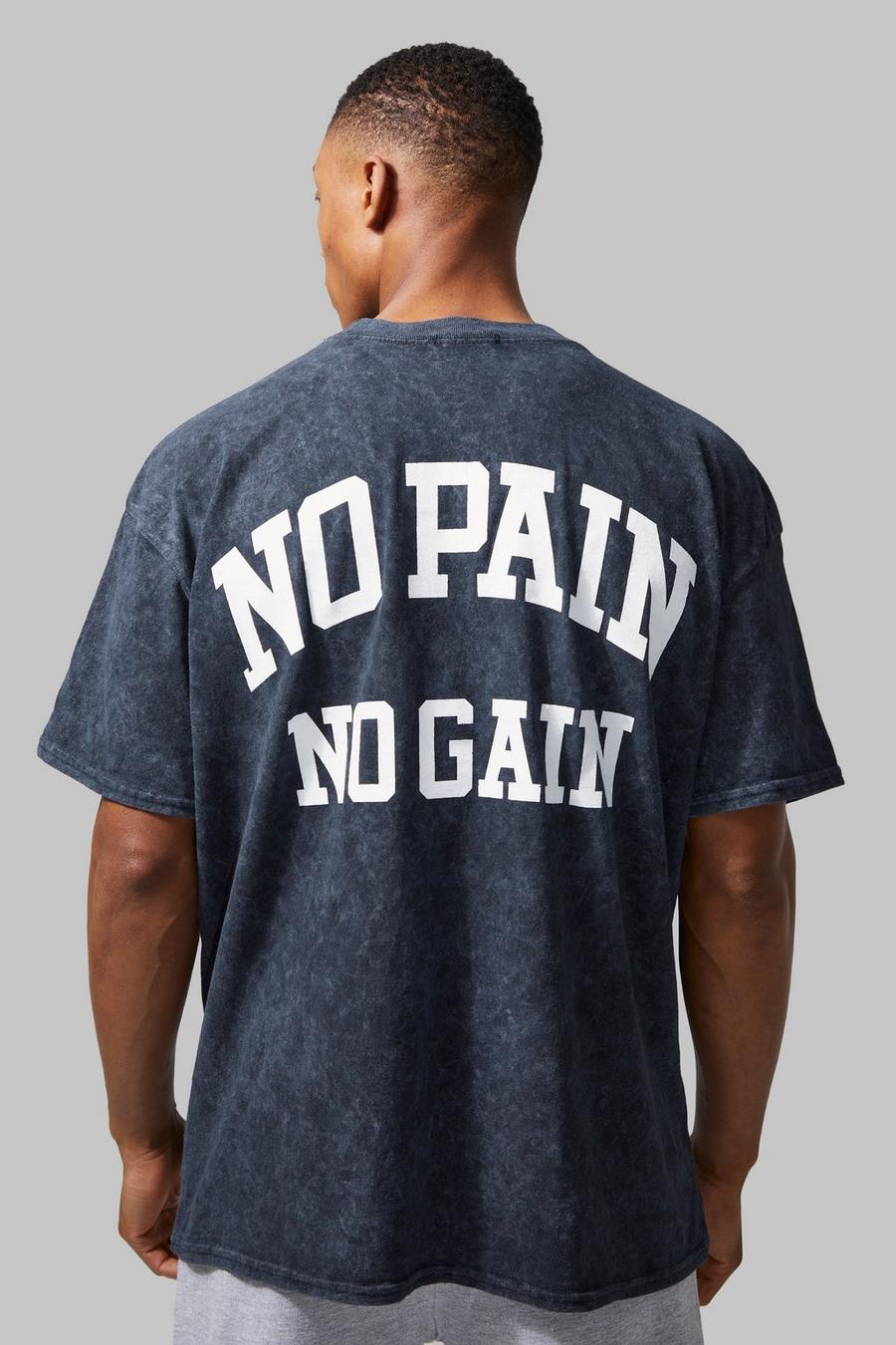 Black Man Active Oversized Acid Wash No Pain  T-shirt