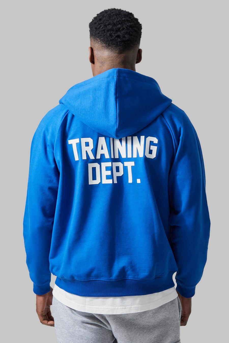 Cobalt blue Man Active Training Dept Boxy Zip Hoodie 