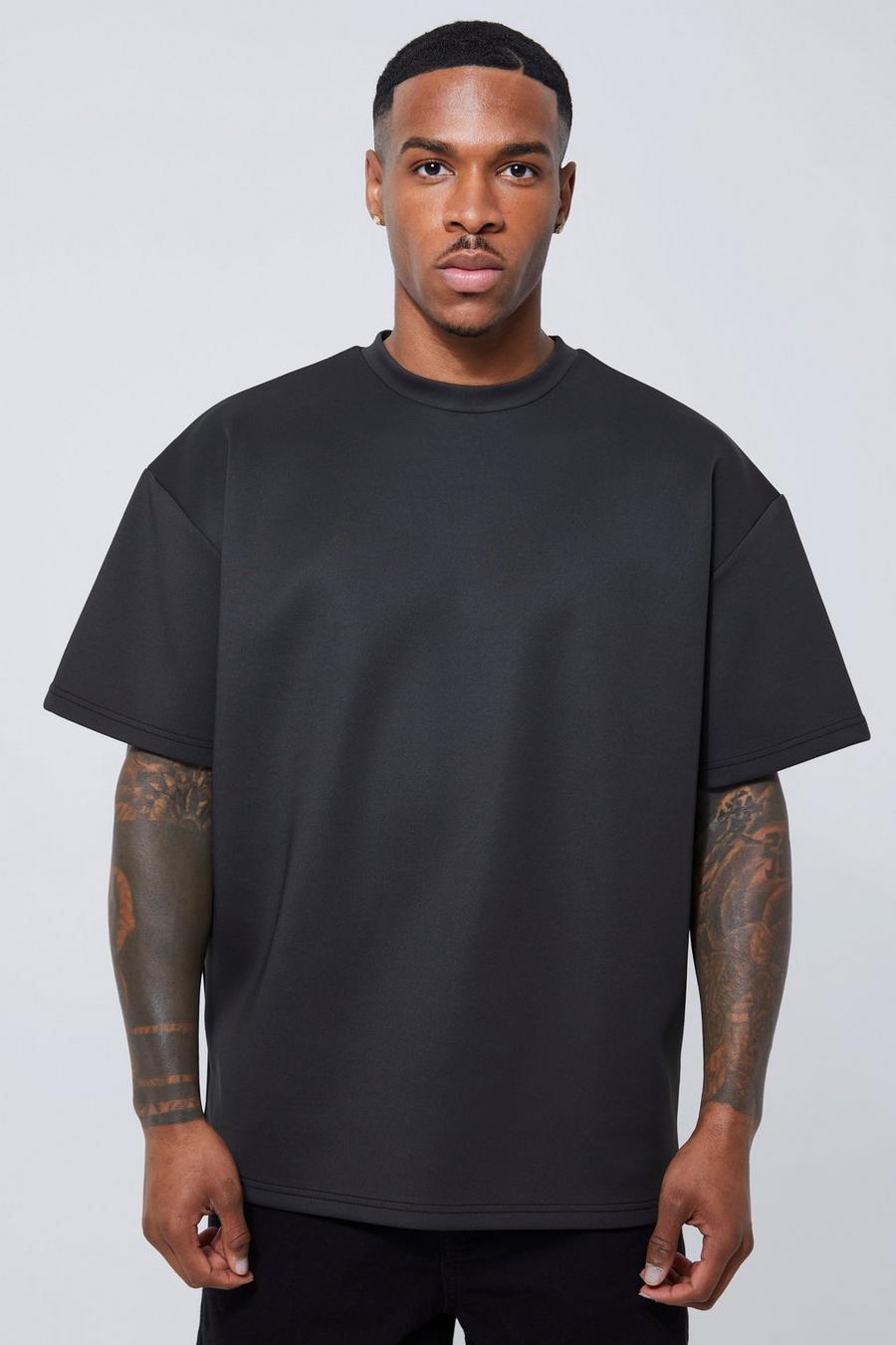 Oversized Scuba T-shirt, Black negro