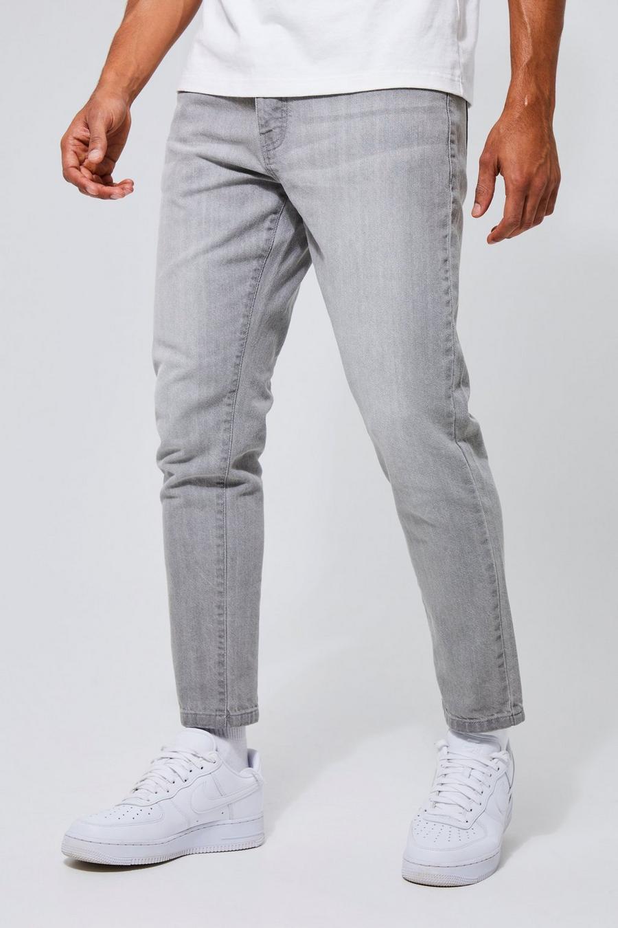 Light grey grå Tapered Fit Rigid Jeans